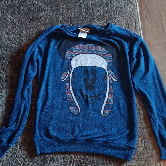 Disney Parks Sweater Women's Medium Blue Mickey Mouse Hat Logo Knit Winter - Picture 6 of 7